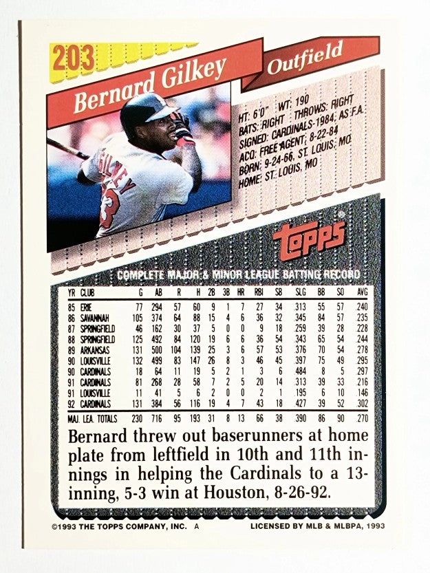 1993 Topps Gold #203 Bernard Gilkey