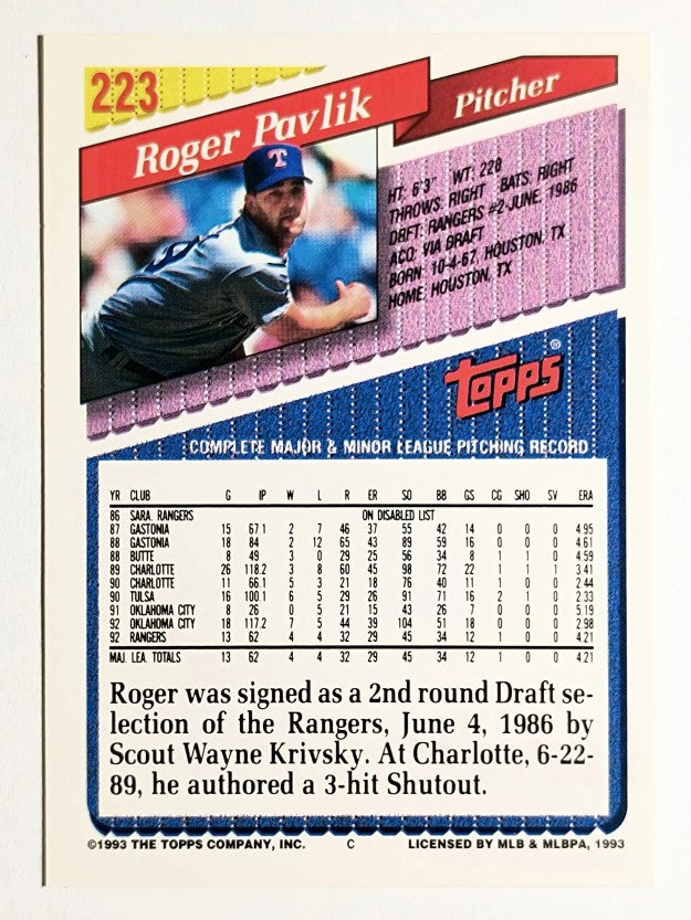 1993 Topps Gold #223 Roger Pavlik