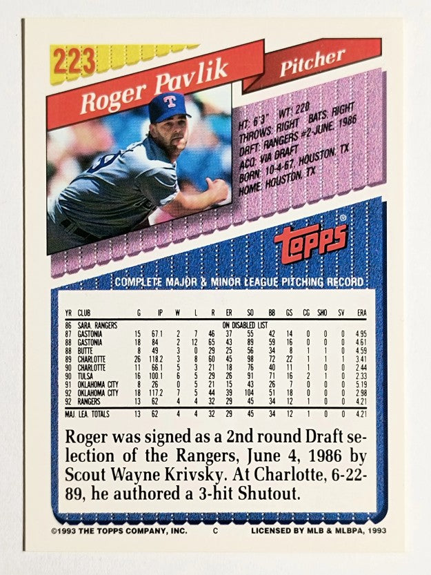 1993 Topps Gold #223 Roger Pavlik