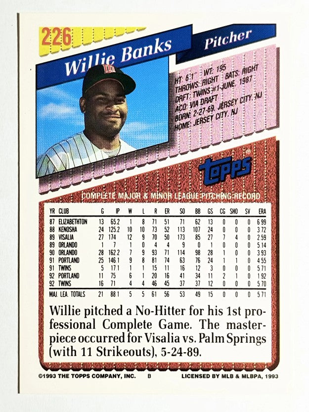1993 Topps Gold #226 Willie Banks