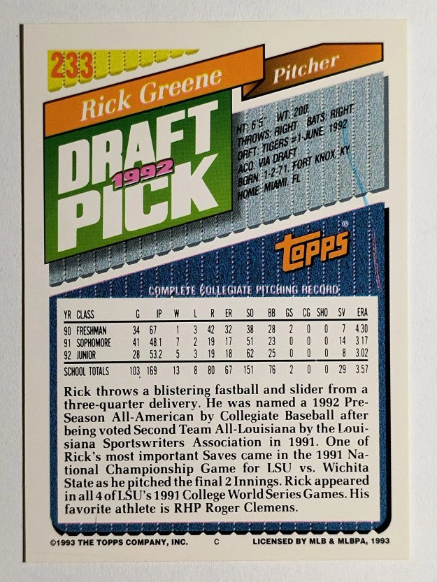 1993 Topps Gold #233 Rick Greene