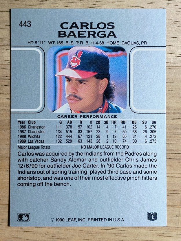 1990 Leaf #443 Carlos Baerga RC