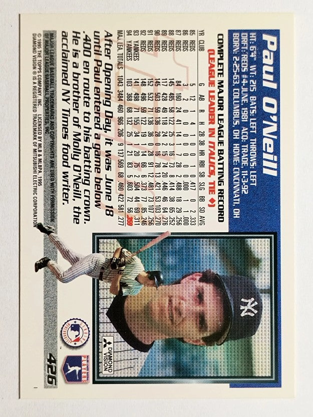 1995 Topps #426 Paul O'Neill