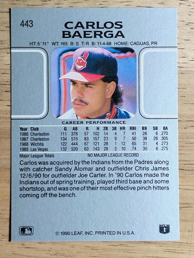 1990 Leaf #443 Carlos Baerga RC
