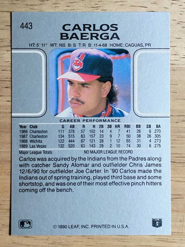 1990 Leaf #443 Carlos Baerga RC