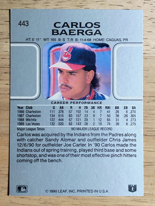 1990 Leaf #443 Carlos Baerga RC