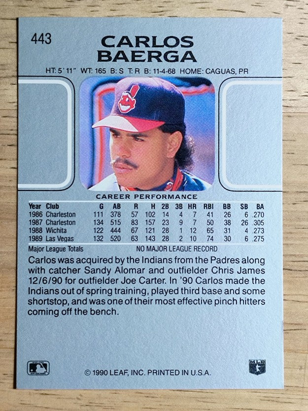 1990 Leaf #443 Carlos Baerga RC