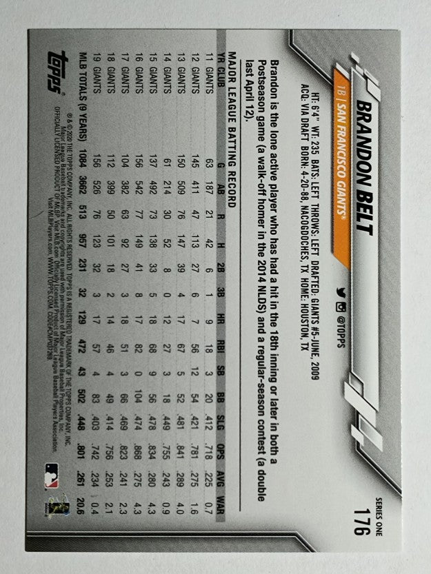 2020 Topps #176 Brandon Belt