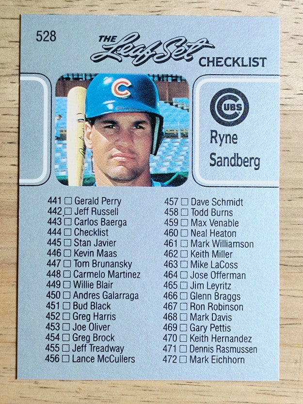 1990 Leaf #528 Ryne Sandberg CL