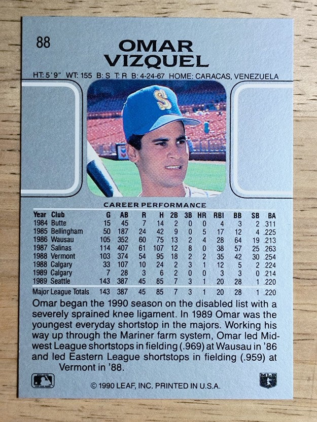 1990 Leaf #88 Omar Vizquel