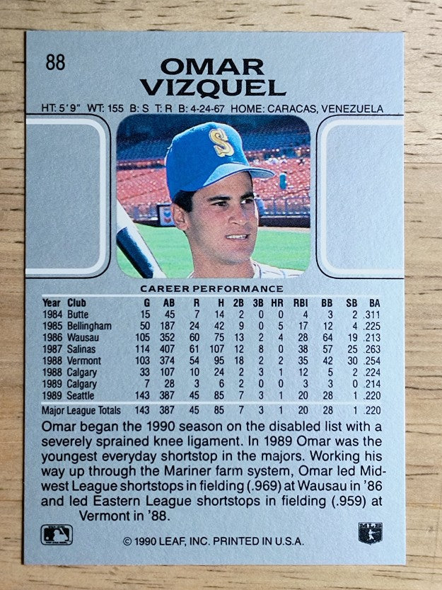 1990 Leaf #88 Omar Vizquel