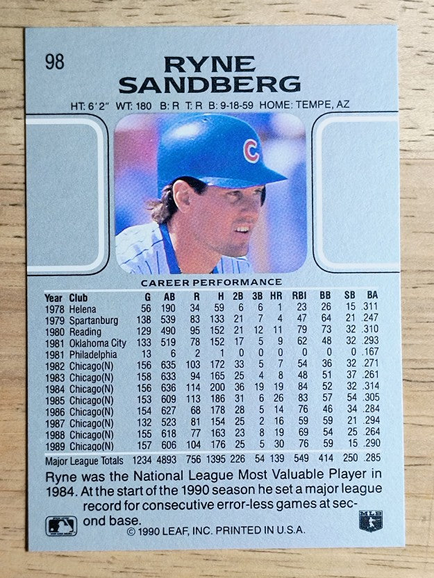 1990 Leaf #98 Ryne Sandberg