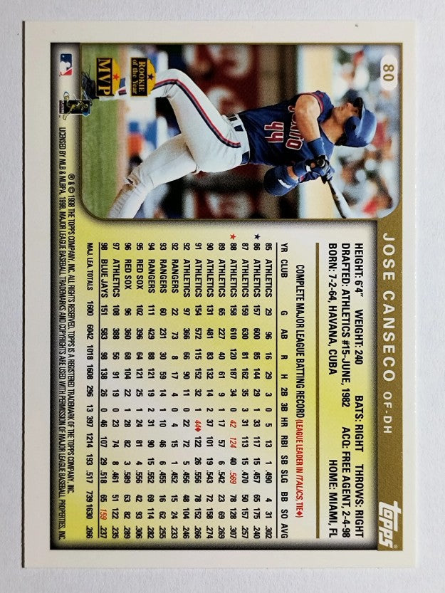 1999 Topps #80 Jose Canseco