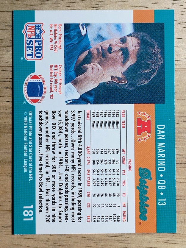 1990 Pro Set #181 Dan Marino