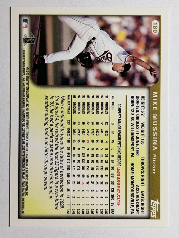 1999 Topps #180 Mike Mussina