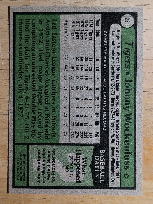 1979 Topps #231 John Wockenfuss (EX)