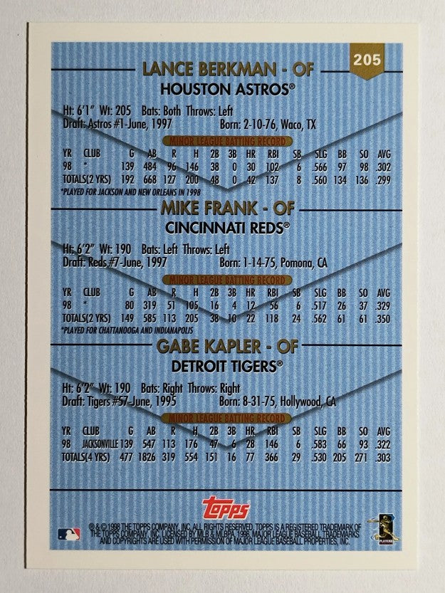 1999 Topps #205 Lance Berkman/Gabe Kapler