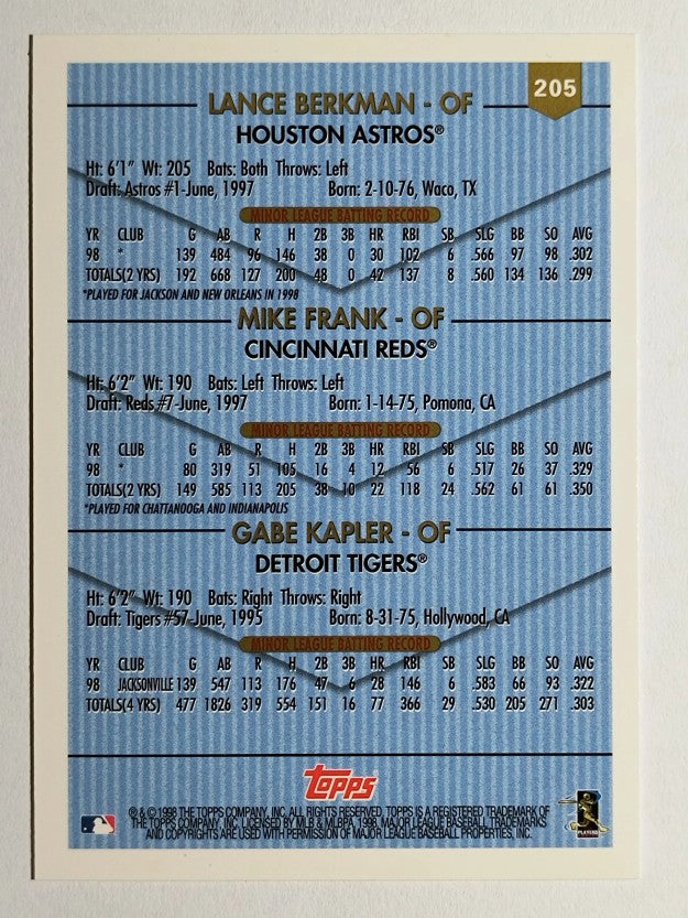 1999 Topps #205 Lance Berkman/Gabe Kapler