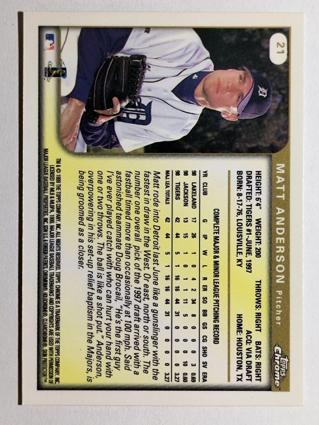 1999 Topps Chrome #21 Matt Anderson