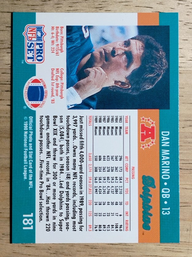 1990 Pro Set #181 Dan Marino
