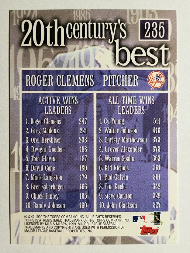 2000 Topps #235 Roger Clemens 20CB