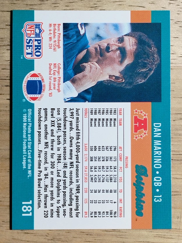 1990 Pro Set #181 Dan Marino