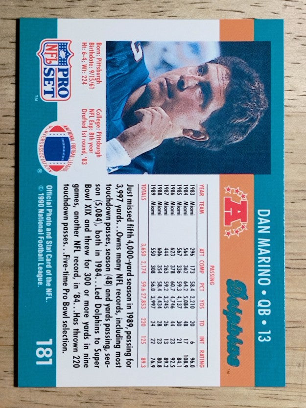 1990 Pro Set #181 Dan Marino