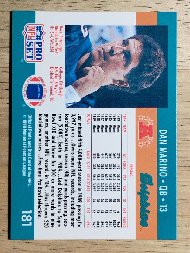 1990 Pro Set #181 Dan Marino