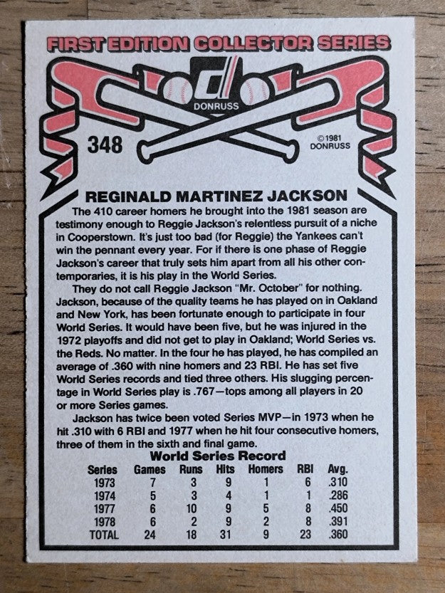 1981 Donruss #348 Reggie Jackson