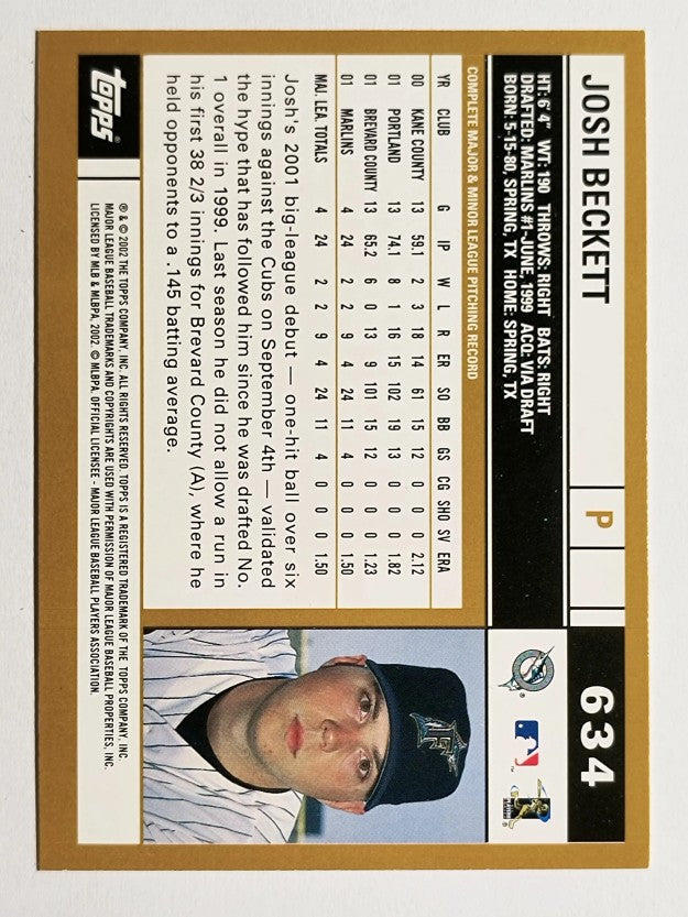 2002 Topps #634 Josh Beckett