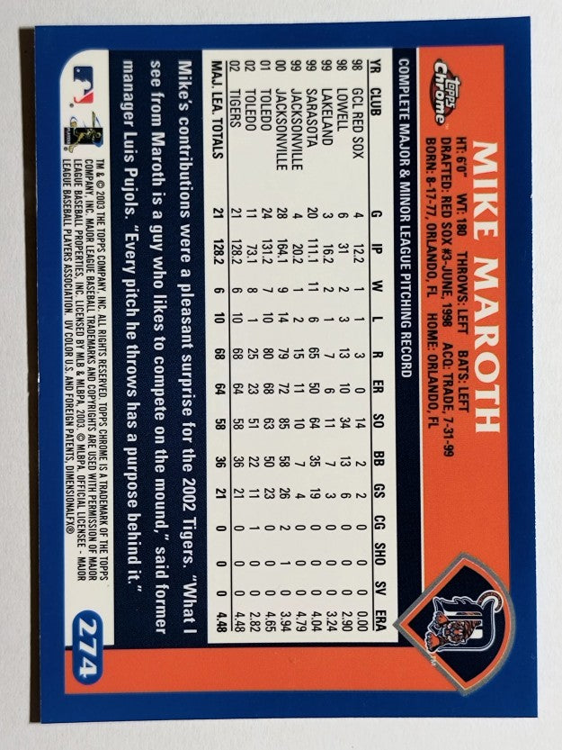 2003 Topps Chrome #274 Mike Maroth