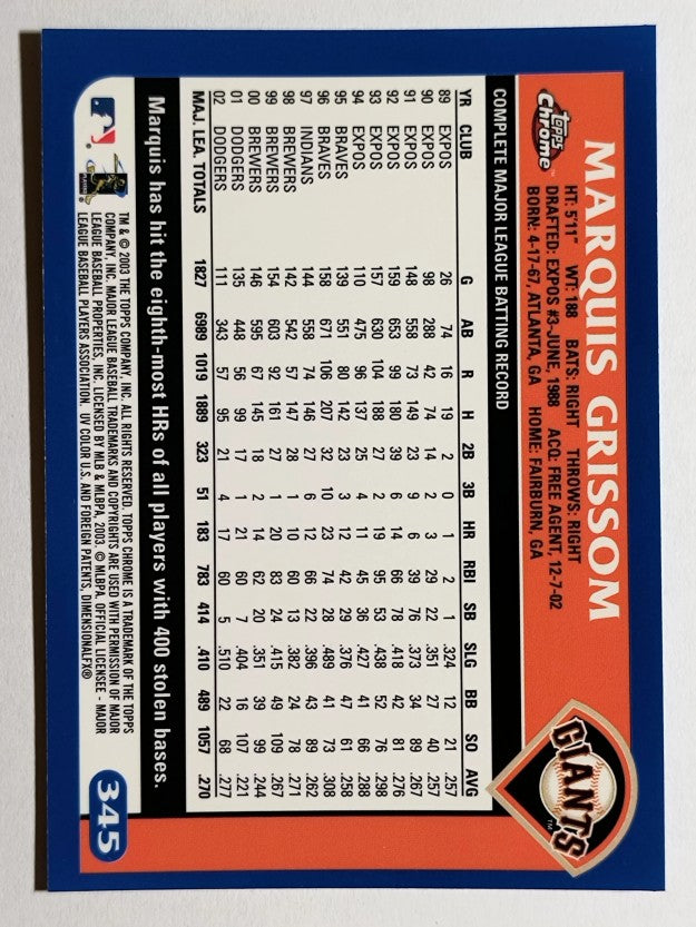 2003 Topps Chrome #345 Marquis Grissom