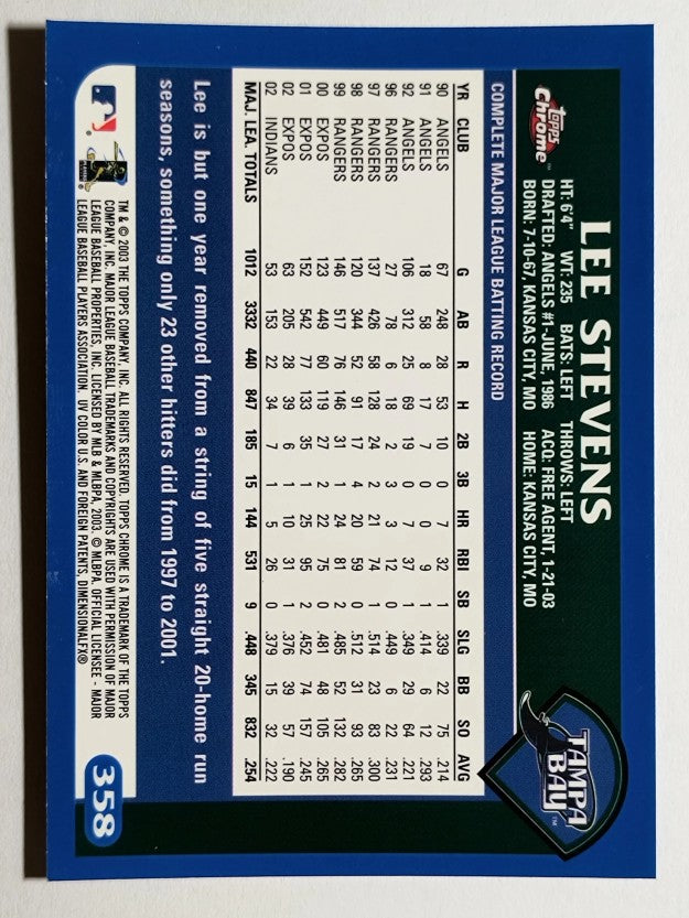 2003 Topps Chrome #358 Lee Stevens