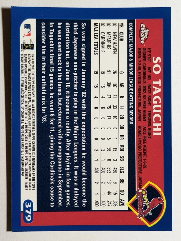 2003 Topps Chrome #379 So Taguchi