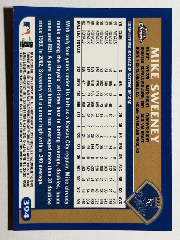 2003 Topps Chrome #394 Mike Sweeney