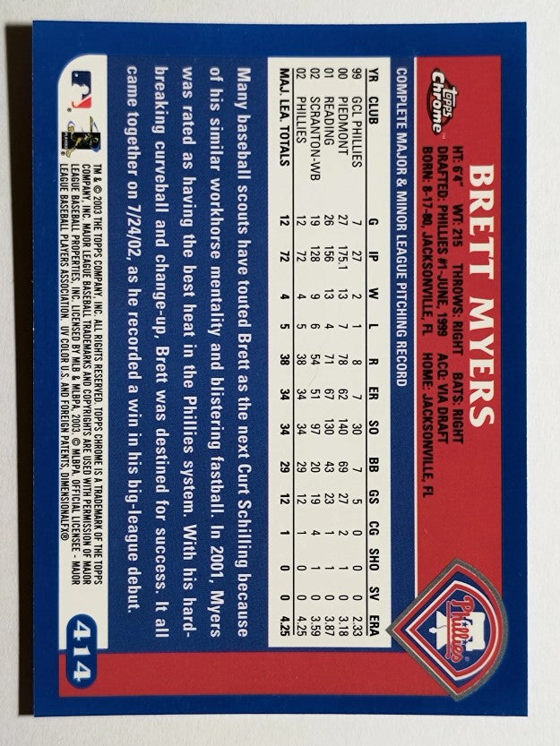 2003 Topps Chrome #414 Brett Myers