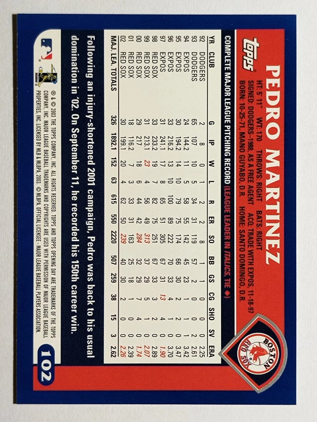 2003 Topps Opening Day #102 Pedro Martinez