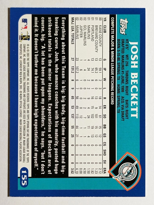 2003 Topps Opening Day #155 Josh Beckett