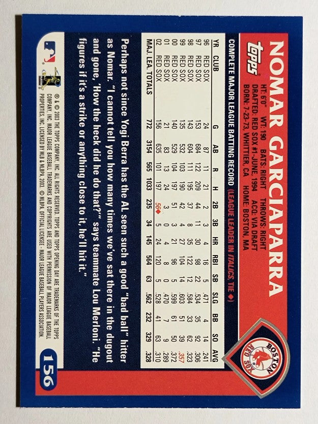 2003 Topps Opening Day #156 Nomar Garciaparra