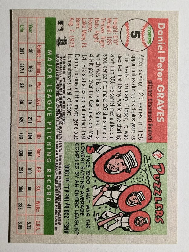 2004 Topps Heritage #5 Danny Graves