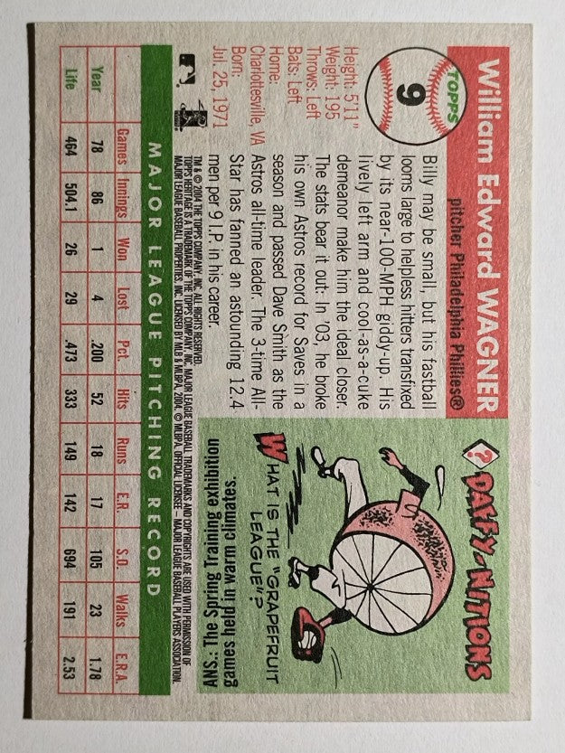 2004 Topps Heritage #9 Billy Wagner