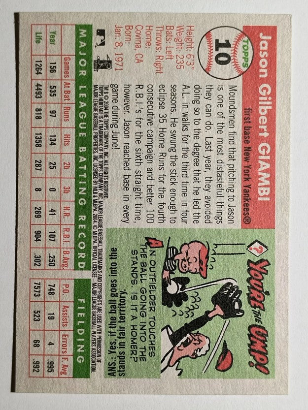 2004 Topps Heritage #10A Jason Giambi Swinging