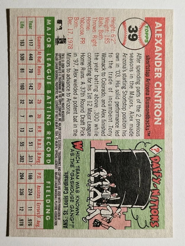 2004 Topps Heritage #39 Alex Cintron