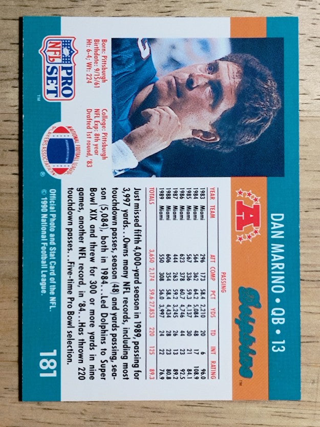 1990 Pro Set #181 Dan Marino