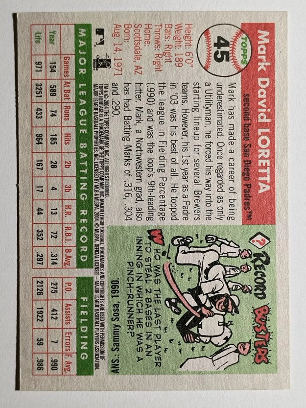 2004 Topps Heritage #45 Mark Loretta