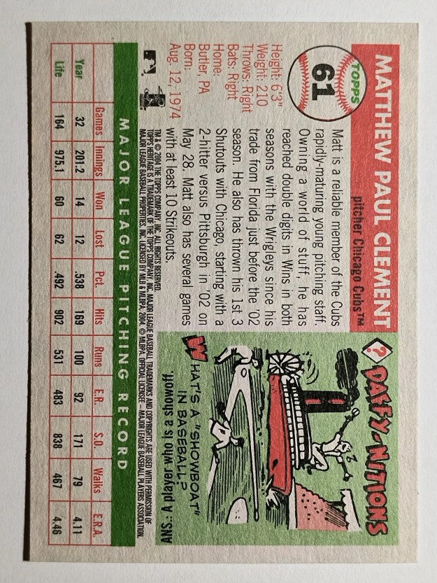 2004 Topps Heritage #61 Matt Clement