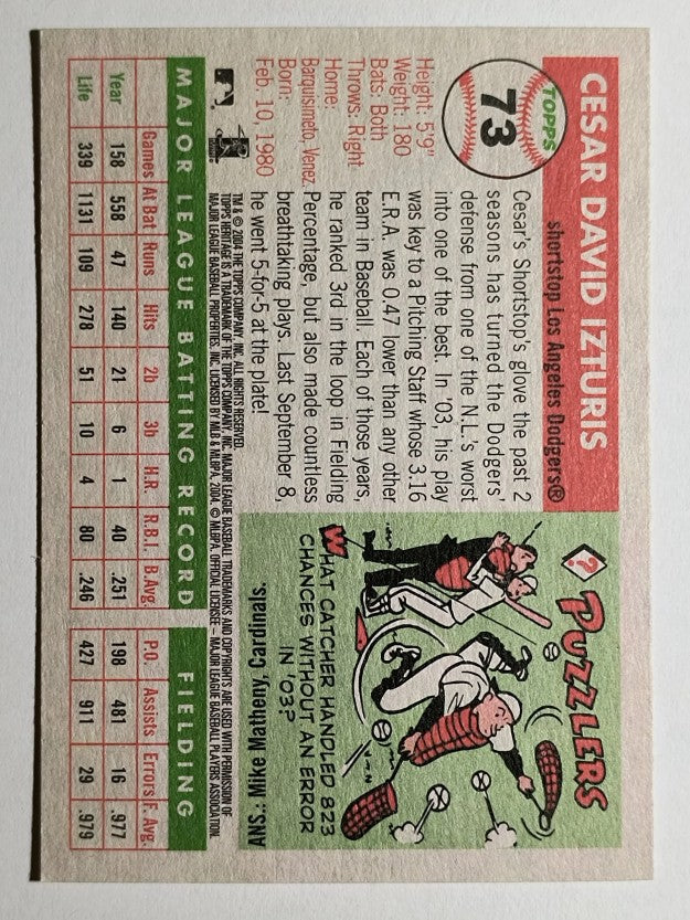 2004 Topps Heritage #73 Cesar Izturis