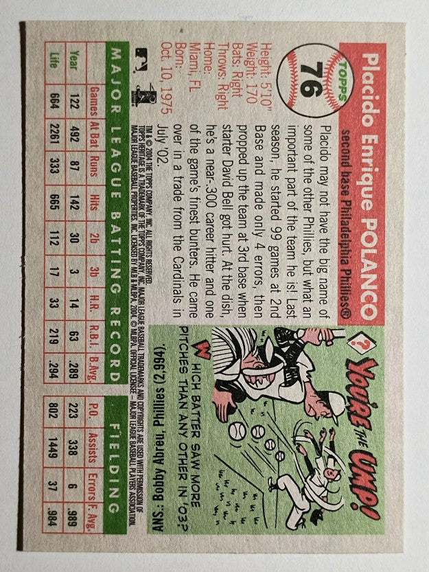 2004 Topps Heritage #76 Placido Polanco