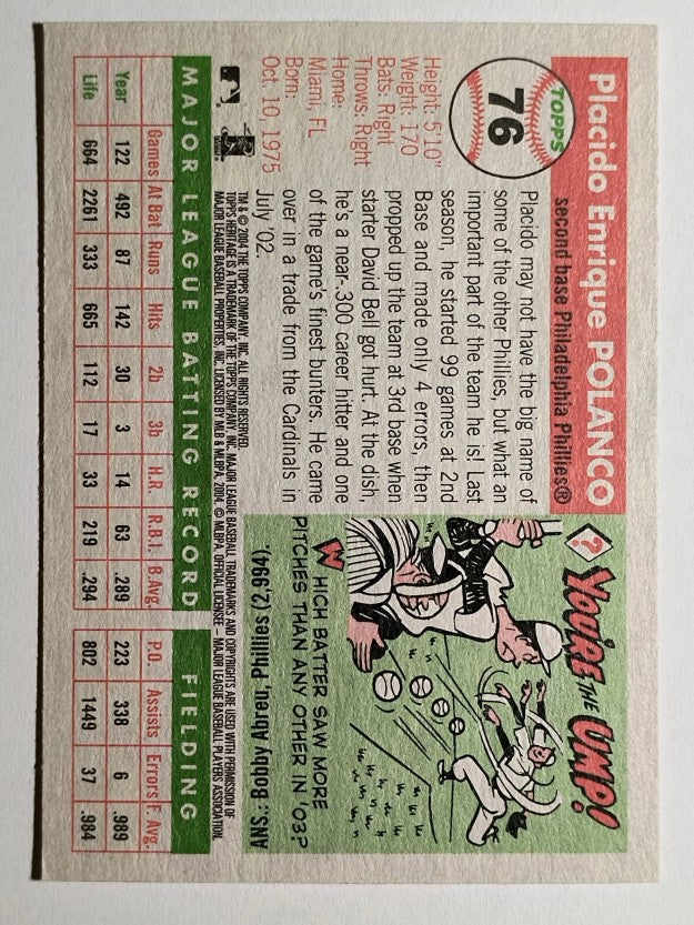 2004 Topps Heritage #76 Placido Polanco