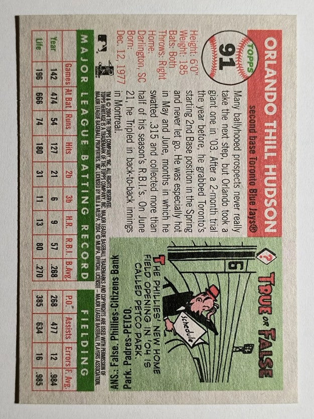 2004 Topps Heritage #91 Orlando Hudson